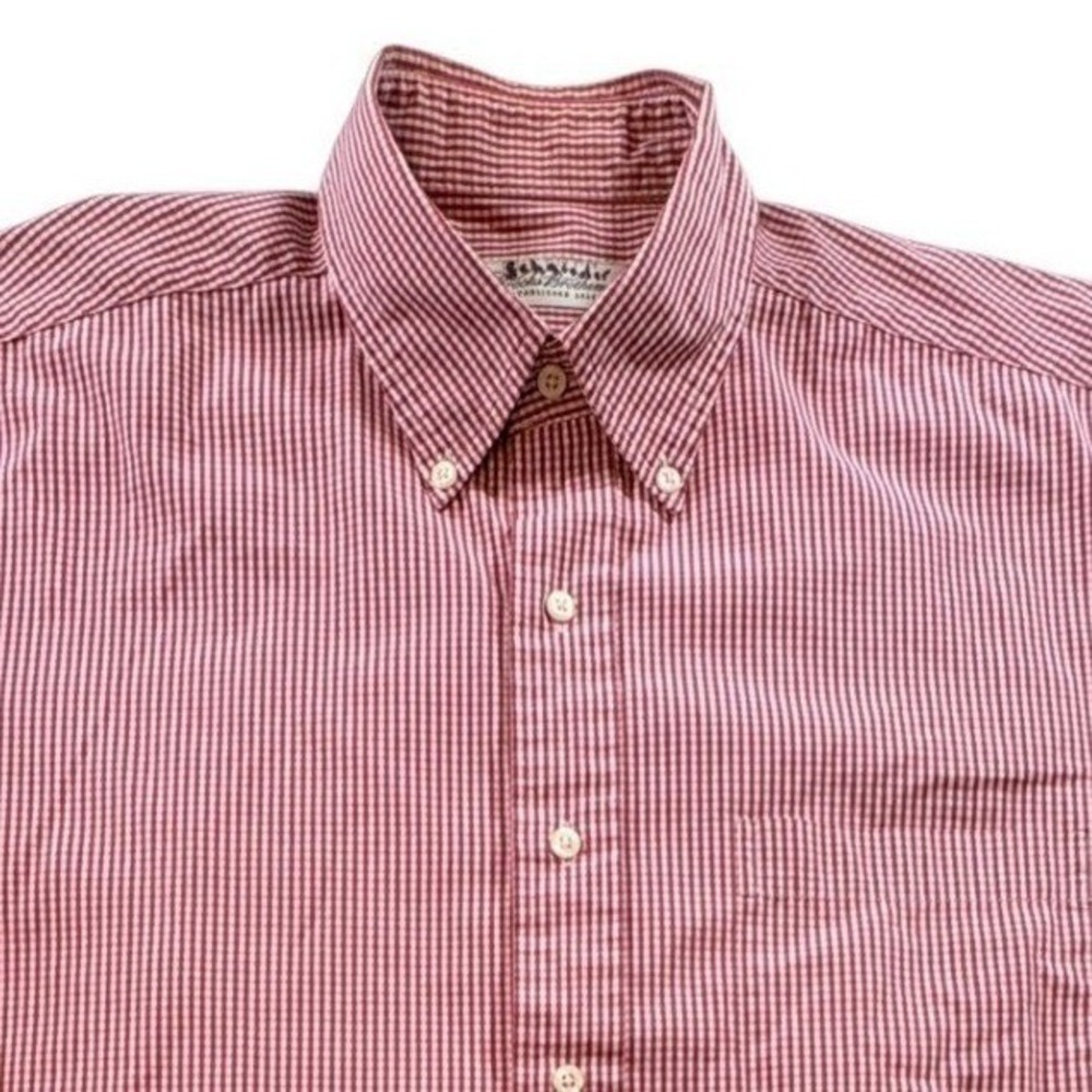 Brooks Brothers Gingham Shirt Mens 16-34/35 Red White Cotton Button Down Regular